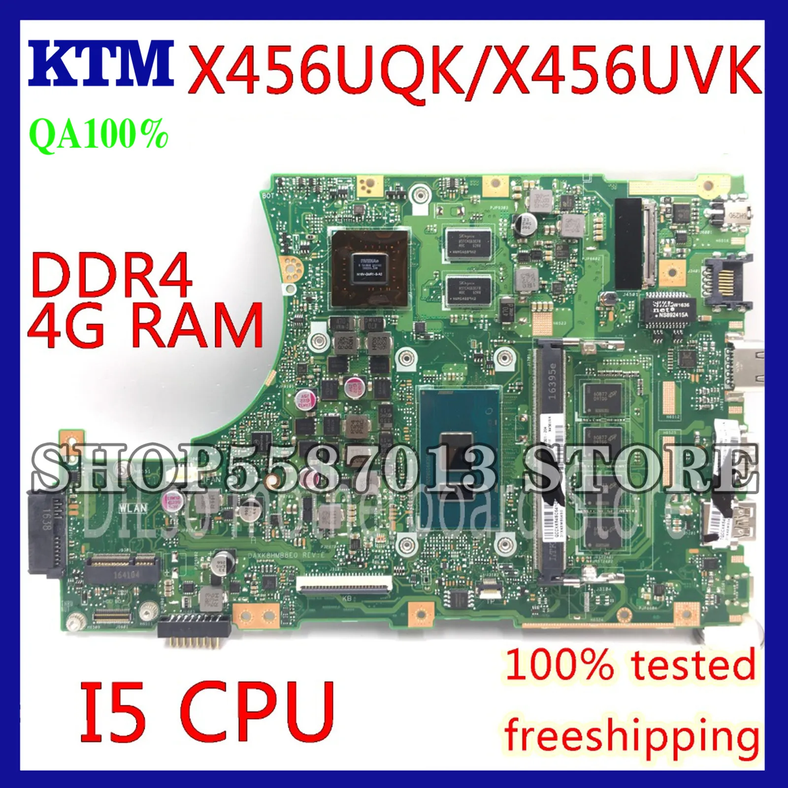 KEFU X456UQK материнская плата для ноутбука ASUS X456UVK X456UV X456UQ Материнская DDR4 4G i5 6200U/i5 7200U