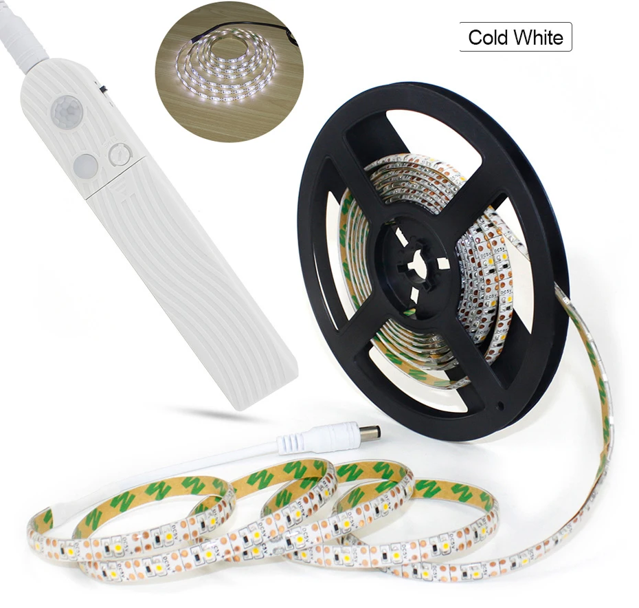 Cold White 1-5 м PIR датчик движения светодиодный светильник DC 5 В лента батарея или USB порт питание движения обнаружения шкаф лампа гардероб кухня A1 - Цвет: Cold White