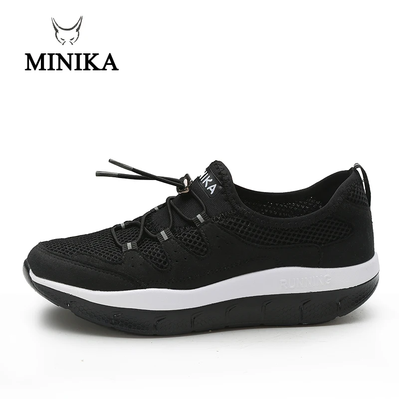 Minika; коллекция года; женская обувь для фитнеса; обувь на платформе с полукруглой танкеткой для похудения; обувь для прогулок; Feminino Zapatillas Deportivas Mujer