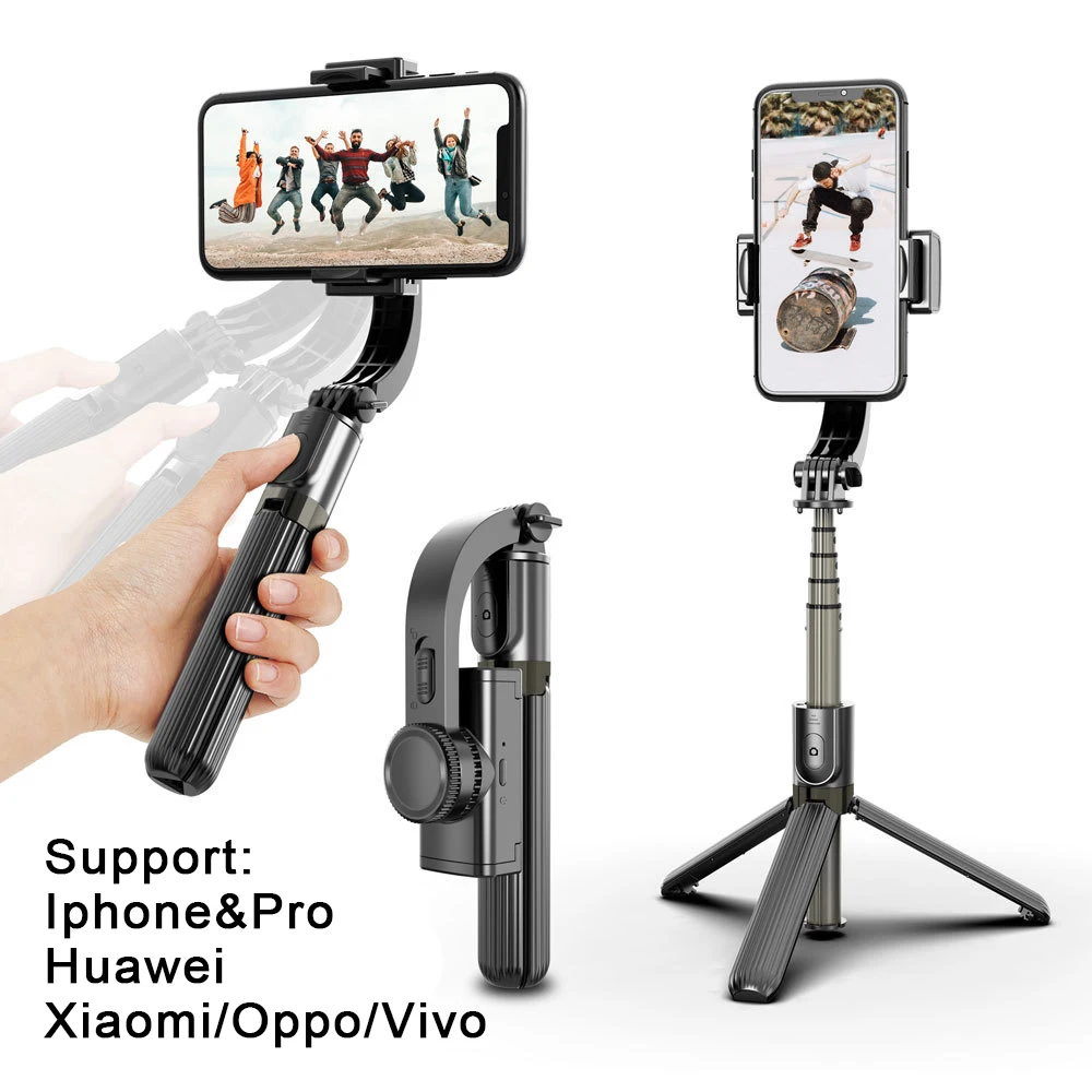 

Anti-Shake Smartphone Handheld Gimbal Stabilizers Selfie Stick Tripod Wireless Bluetooth Remote Control Extendable Foldable