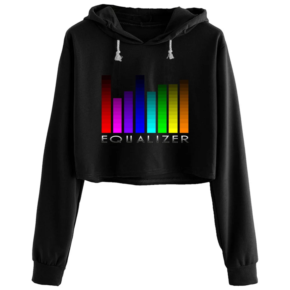 

Equalizer Crop Hoodies Women Aesthetic Kpop Korean Y2k Pullover For Girls
