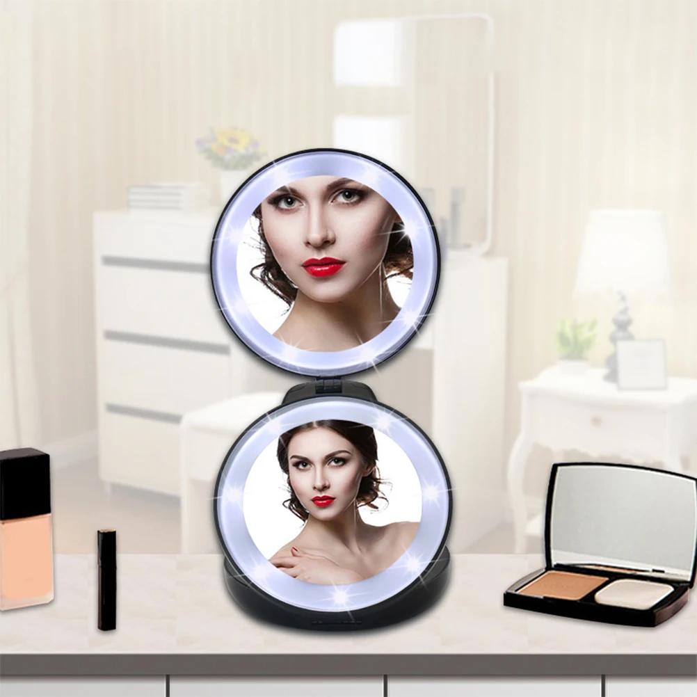 Складное двухстороннее косметическое зеркало с подсветкой увеличение 1X/5X |