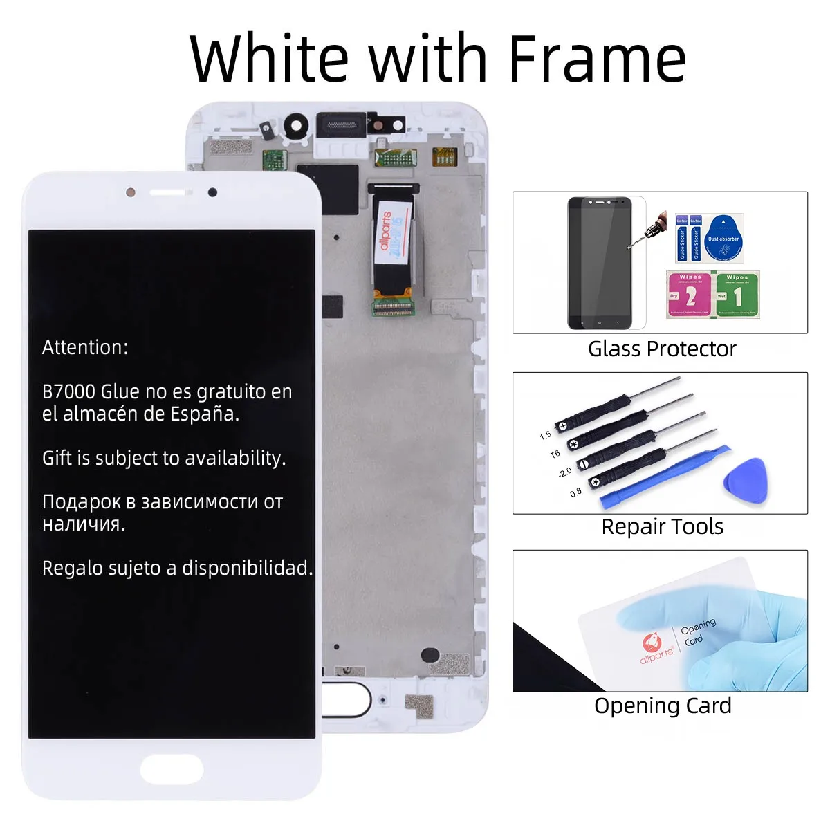 Дисплей для Meizu MX6 в сборе с тачскрином на рамке - Цвет: White with Frame