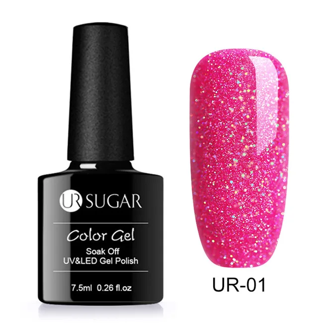 Holographic 1 UR SUGAR 7,5 мл голографический УФ лак для ногтей с блестками лак блестящая Лазерная Блестки УФ гель лак личная гигиена дизайн ногтей маникюрный лак - Цвет: Holographic 1