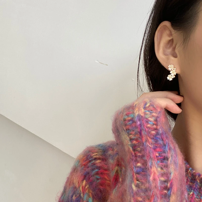 

S925 needle Fashion Jewelry Flower Earrings Hot Selling High Quality Crystal White Resin Earrings For Sweet Girl Women Gifts