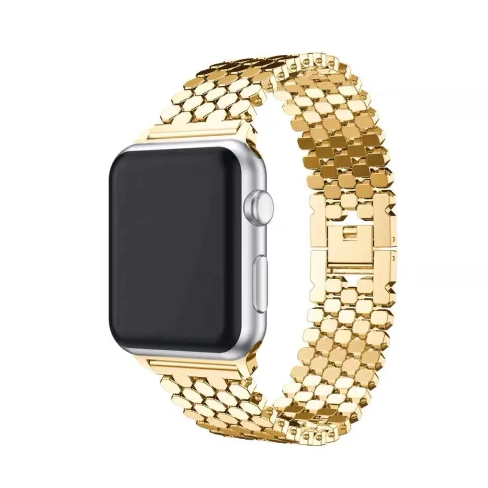 Compatible with Apple Watch Band Strap Fish Scale Rose Gold Silver Black Stainless Steel Watch Bracelets 38mm 40mm 42mm 44mm