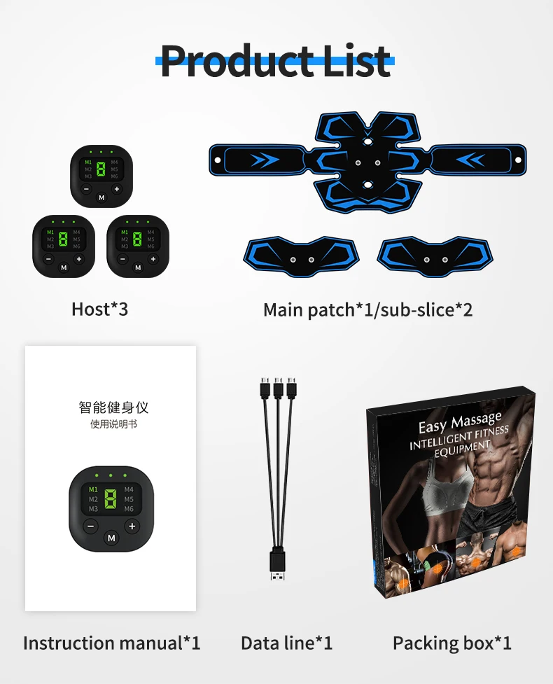 

Eletric AB Muscle Stimulator Wireless Abdominal Muscle Training Belt EMS Muscle Trainer Rechargeable Weight Loss Slimming Device