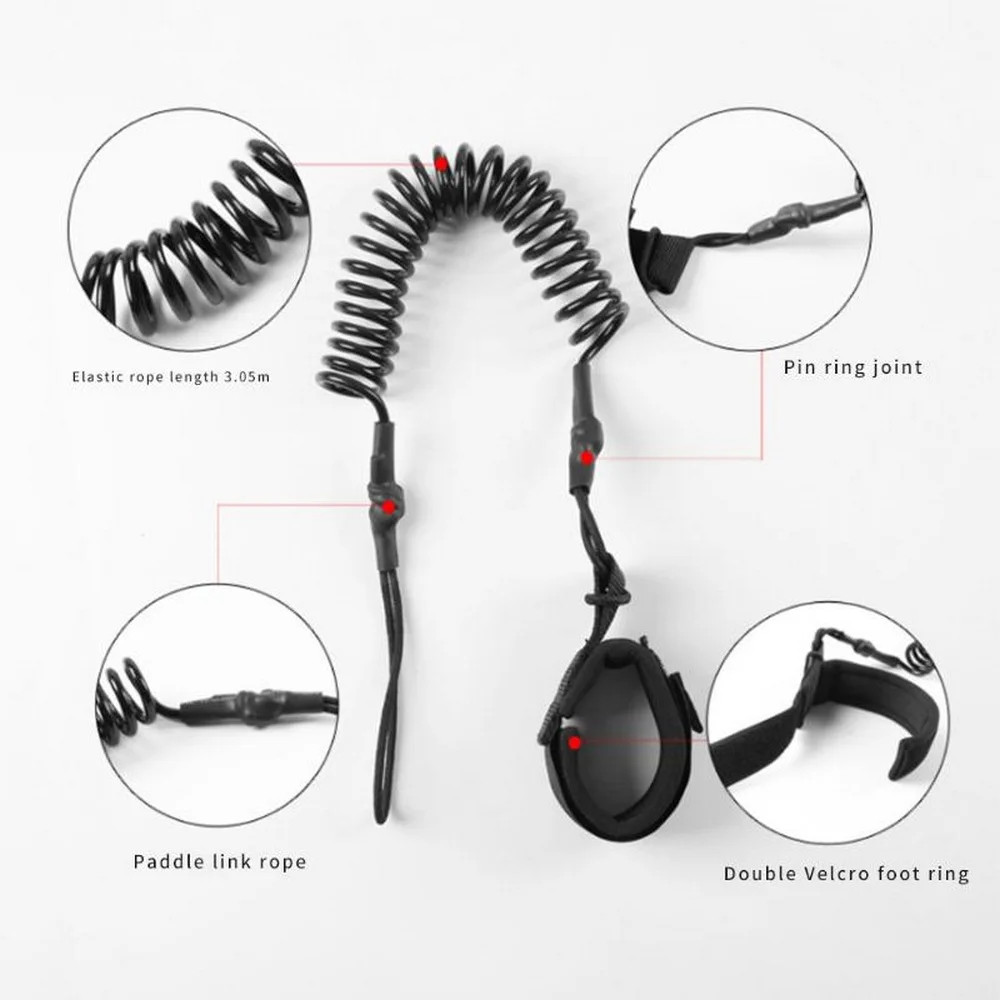 

10 feet TPU ankle strap surf foot rope coil standing paddle board rope safe surfboard rope black blue outdoor water skiing