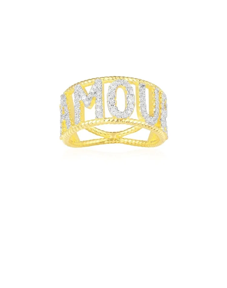 Новое Открытое платье в форме буквы любовь кольцо цвет золотистый для женщин и