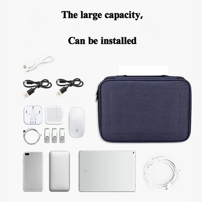 Вместительная двухслойная сумка для хранения электронных аксессуаров