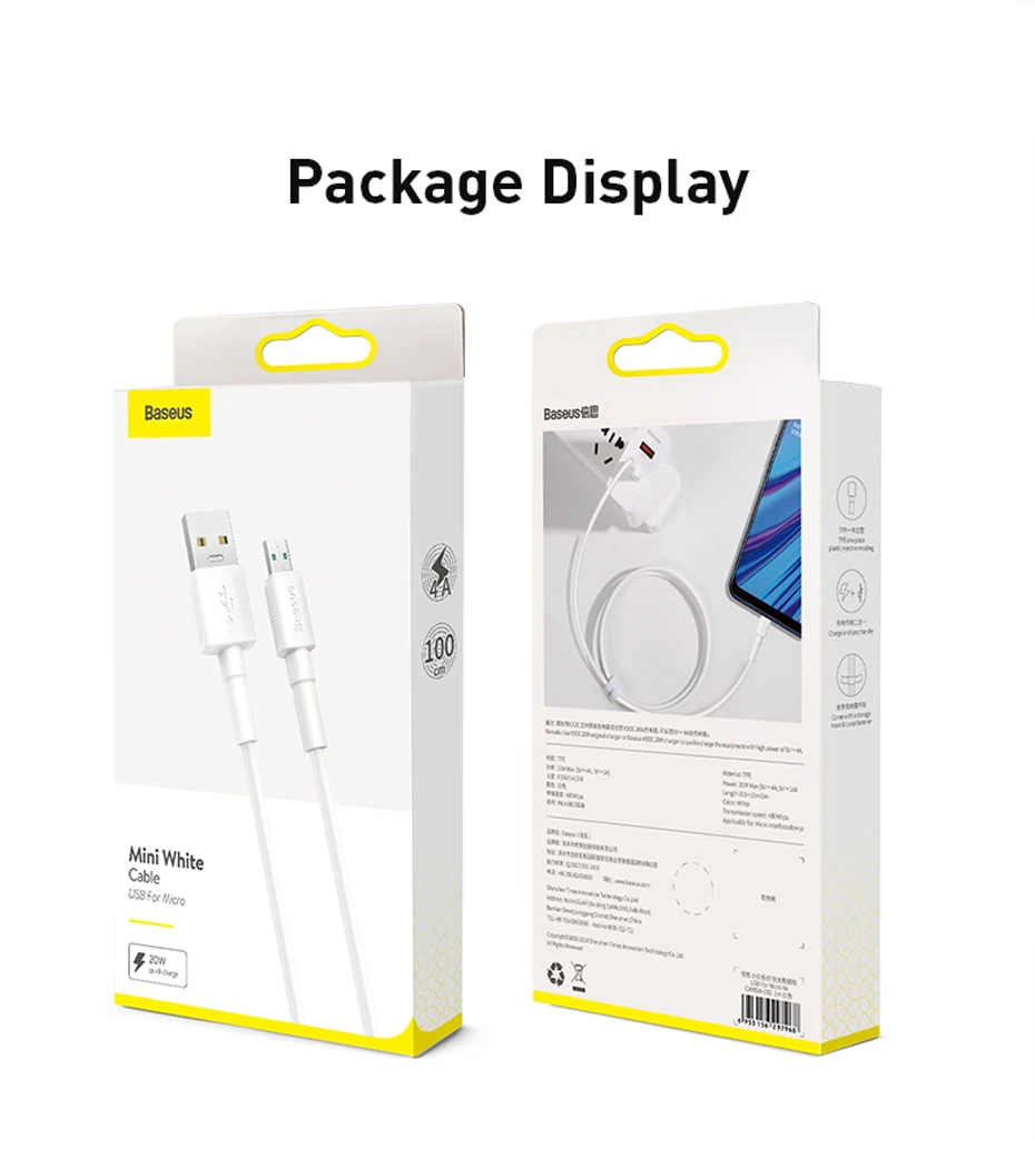 Baseus Micro USB кабель 4A Flash Charge для OPPO vooc Кабель Micro-USB 2A Зарядка для samsung Xiaomi Microusb кабель для передачи данных 2 м