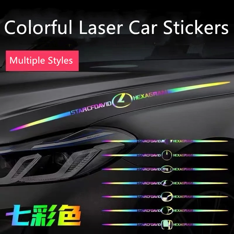 

Colorful Reflective Laser Car Decoration Stickers Cool Car Door Body Waterproof Sunscreen Decals Car Logo Refit Stickers