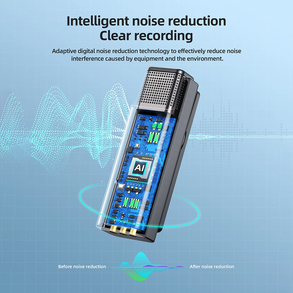 Hoco Portable Lavalier Wireless Microphone Video Recording Mini Mic For iPhone Android Live Broadcast Vlog Online Class Micropho