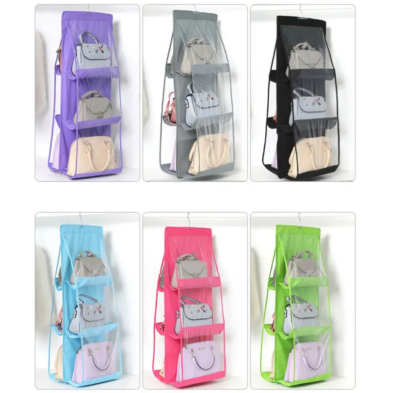 

Double Sides Hanging Storage Bag Wardrobe Closet Hanger Handbag Holder Organiser Hanging Organizers Clothing Y6Y090158