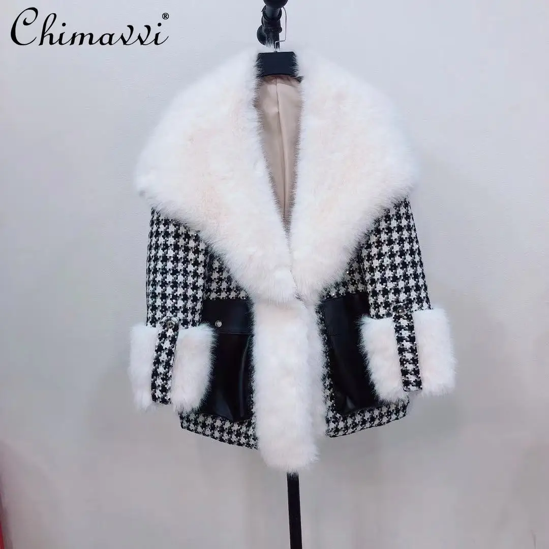 

Новинка Зима 2021, женская теплая элегантная Меховая куртка с интегрированным тосканским мехом, женская модная уличная одежда, пальто из лоскутного меха и овечьей шерсти