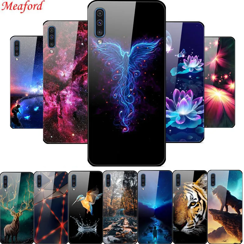 6," для samsung A50 чехол Роскошная стеклянная задняя крышка чехол для телефона для samsung Galaxy A50 A30s чехол A 50 мягкая рамка Рождество
