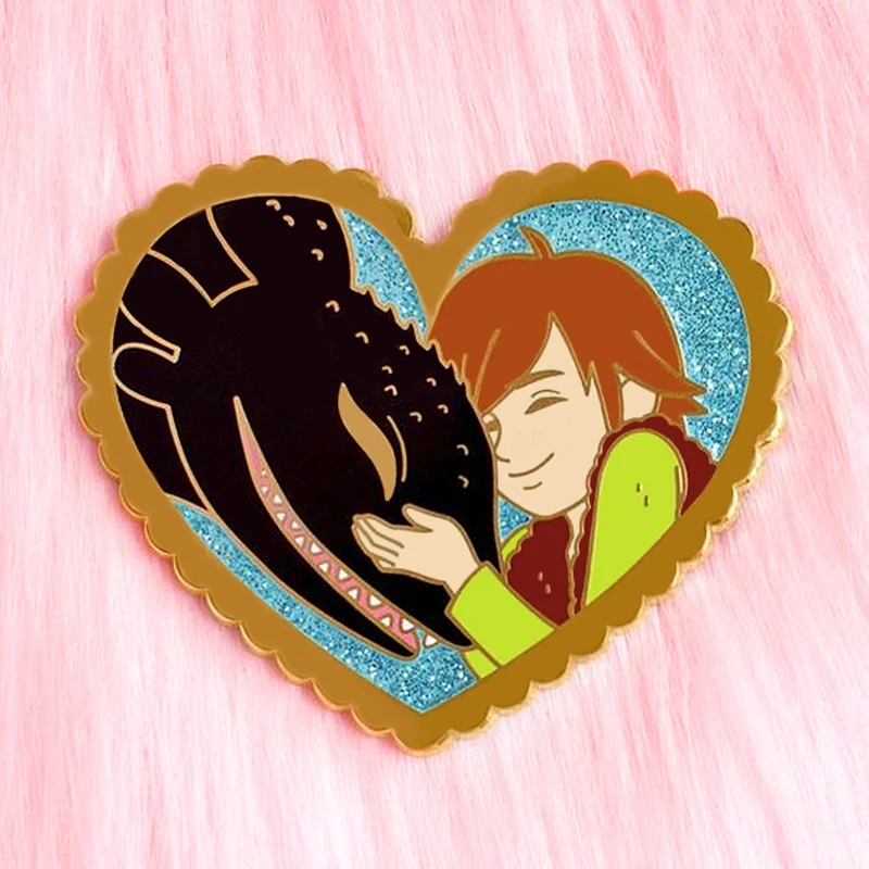 

Fantasy Flash Black Dragon Embrace Hard Enamel Pin How To Train Your Dragons Animated Movie Brooch Medal Unique Jewelry Gift