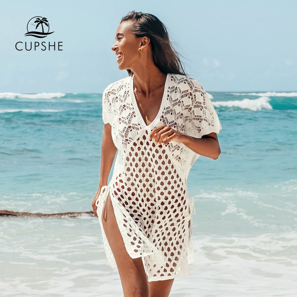 

CUPSHE, абрикосовое Платье-туника на шнуровке, накидка, женское сексуальное пляжное мини-платье с v-образным вырезом, лето 2022, купальный костюм, ...