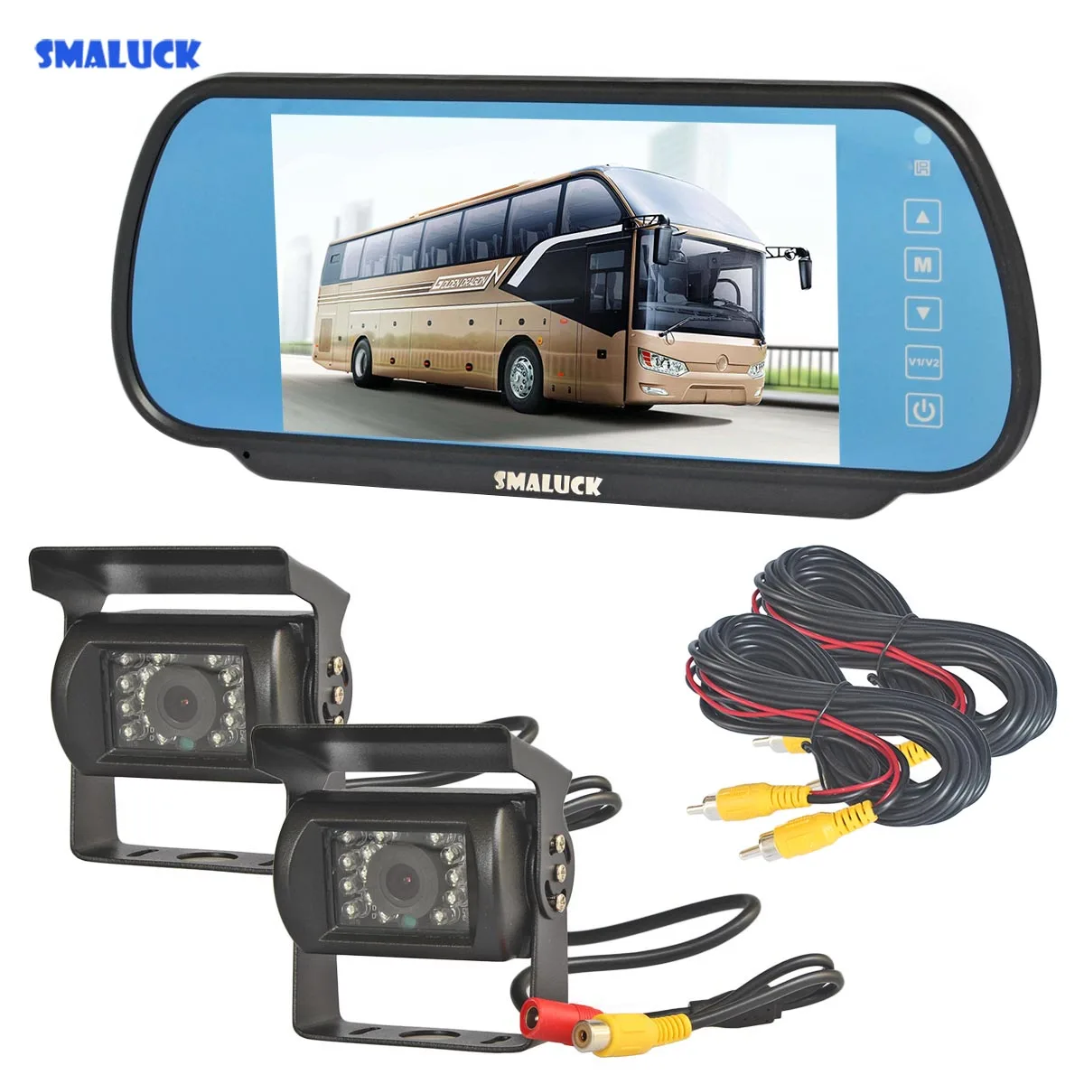 Зеркальный монитор SMALUCK проводной автомобильный 7 дюймов + Водонепроницаемая