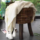 Мягкое теплое модное кружевное вязаное шерстяное одеяло с бахромой роскошный симпатичный подарок для девочки всесезонный спальный мешок ручной работы