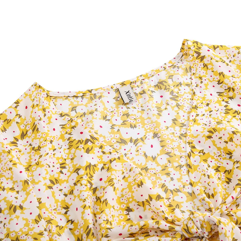 Женское летнее платье с цветочным принтом эластичное длинное пляжное миди