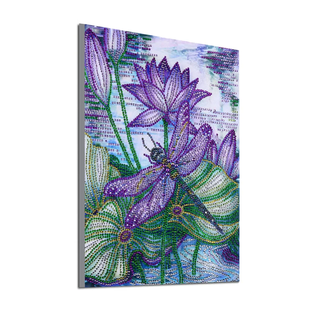 5D DIY искусство алмазная живопись религия и стрекоза узор лотоса Алмазная мозаика