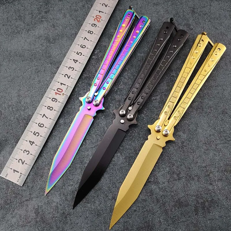 

Butterfly in knife Transformation Karambit Knife practice folding Knife butterfly trainer game knife dull blade no edge tool