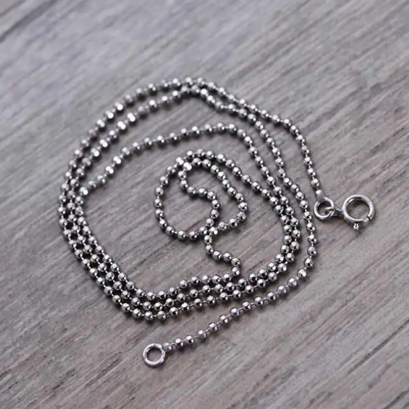 

New Arrival Pure S925 Silver Necklace Chain Women Round Beads Chain Necklace