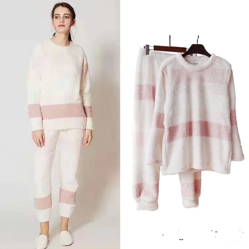 

Новая теплая Домашняя одежда из кораллового флиса, Повседневная Модная и удобная пижама с длинными рукавами, Женская Толстая Пижама