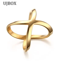 personality gold color stainless steel party ring for women x shape knuckle wholesale r282g