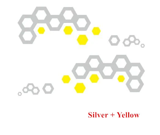 Silver-Yellow Двухсторонние геометрические графические виниловые наклейки для автомобиля, двери, украшения тела, наклейки для Chevrolet Spark 2011-19, стайлинга автомобилей, спортивные полосы - Название цвета: Silver-Yellow