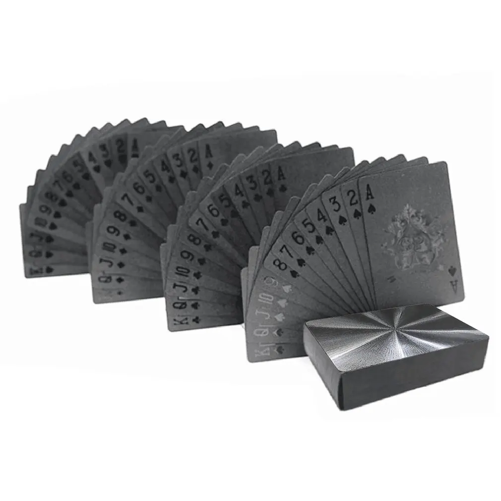 

Модная Золотая фольга для покера, новинка, коллекция, водонепроницаемые пластиковые игральные карты из ПВХ, набор однотонных черных настольных игр, 54 дюйма