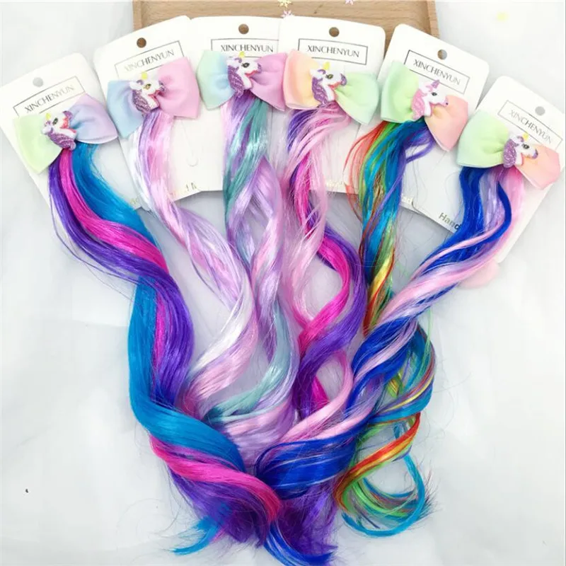 

New Girls Cute Cartoon Unicorn Princess Bow Colorful Braid Headband Sweet Hair Ornament Clips Hairpins Fashion Hair Accessories