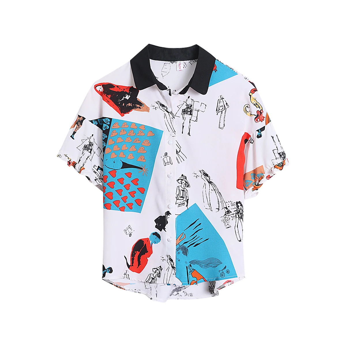 

COIGARSAM Print Shirt Womens tops New Summer Women shirts 1691