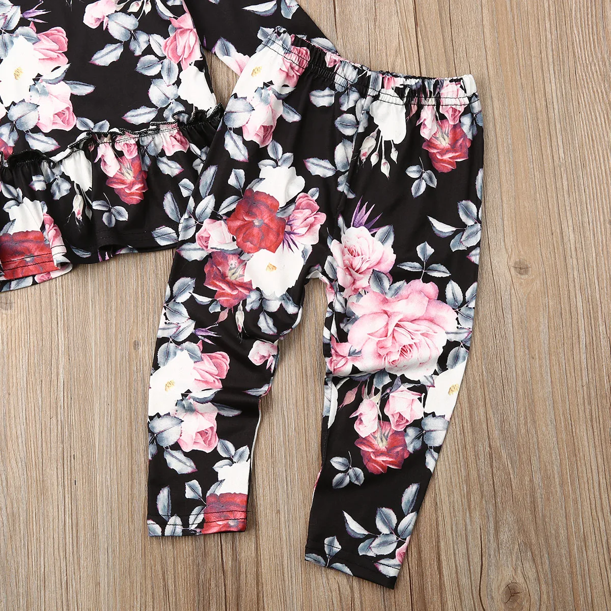 Одежда для маленьких девочек 2019 детский наряд Топ с длинным рукавом и цветочным