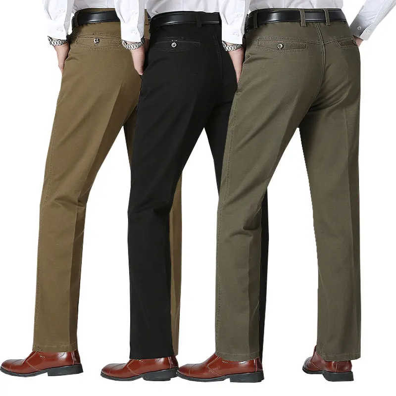 

ZOGAA 2021 Brand Summer Men's Trousers Thicken Casual Loose Solid Color Middle-aged High Waist Pants for Male Long Trouser