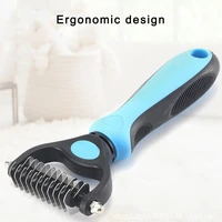 pet fur knot cutter dog grooming shedding tools pet cat hair removal brush double sided for long hair deshedding comb