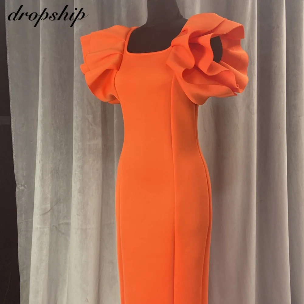 

Women Bodycon Dress Sexy Ruffle Flare Sleeves Nightclub Slim Party Celebrate Fashion African Female Evening Package Hip Vestidos