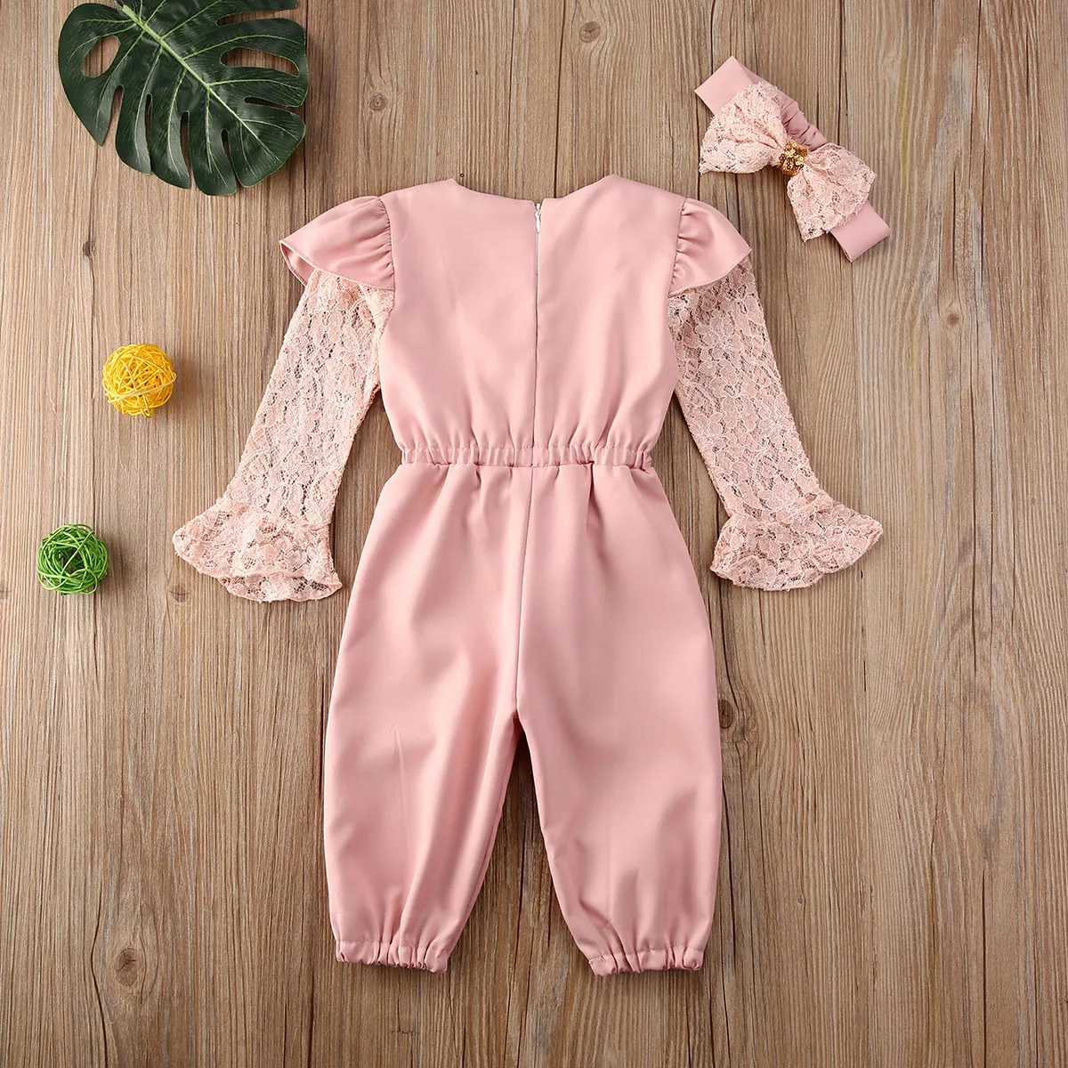 

2020 New Baby Girl Clothes Fashion Kids Girl 1T-5T Sets 2Pcs Lace Flare Sleeve Bow Romper Headband Child Girl Clothes Streetwear