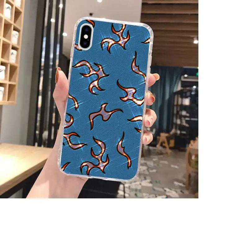 

Flame Painted Phone Case For Clear-Iphone 5 5s se 6 6s 7 8 11 12 X Xs Xr Pro Plus Max Mini Cover