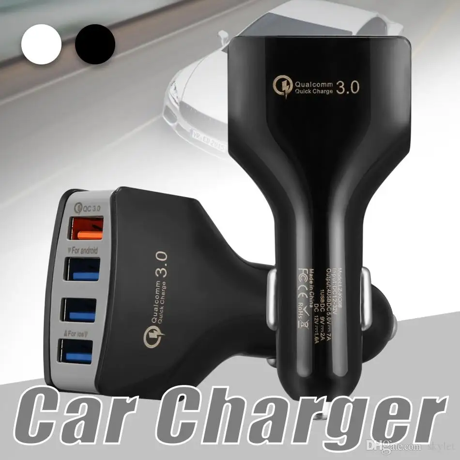 1 шт. QC3.0 для автомобильного зарядного устройства USB 4USB порты быстрой зарядки 5V7A