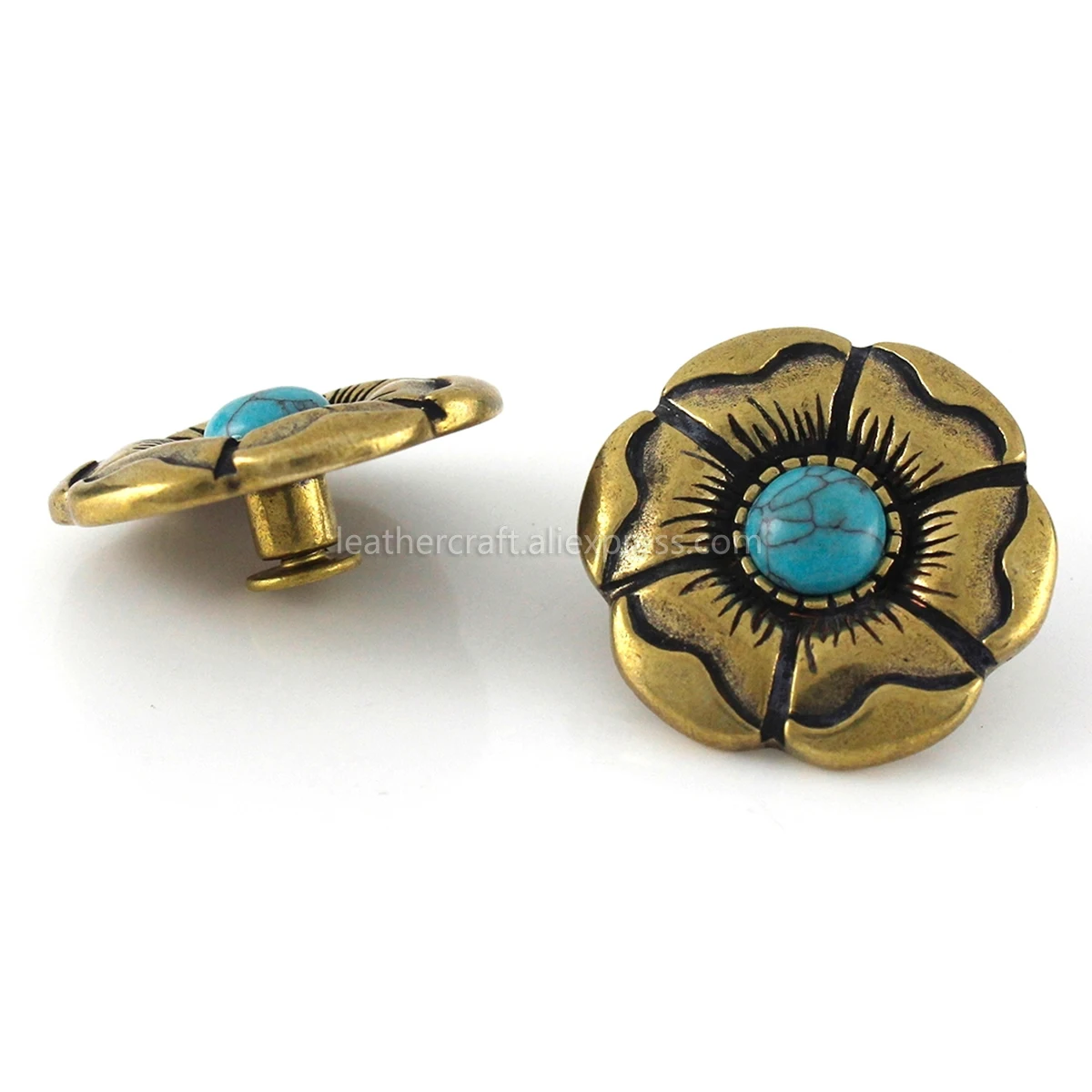 1 х Ретро латунный цветочный наконечник с заклепками классический модный дизайн