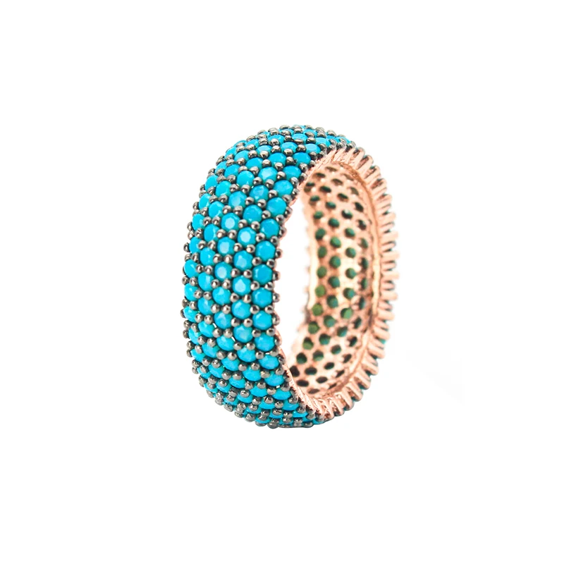 

Turkey [Kazaziye] Imported 925 Silver Ring Female Ins Special-Interest Design Turquoise Ring Rose Gold