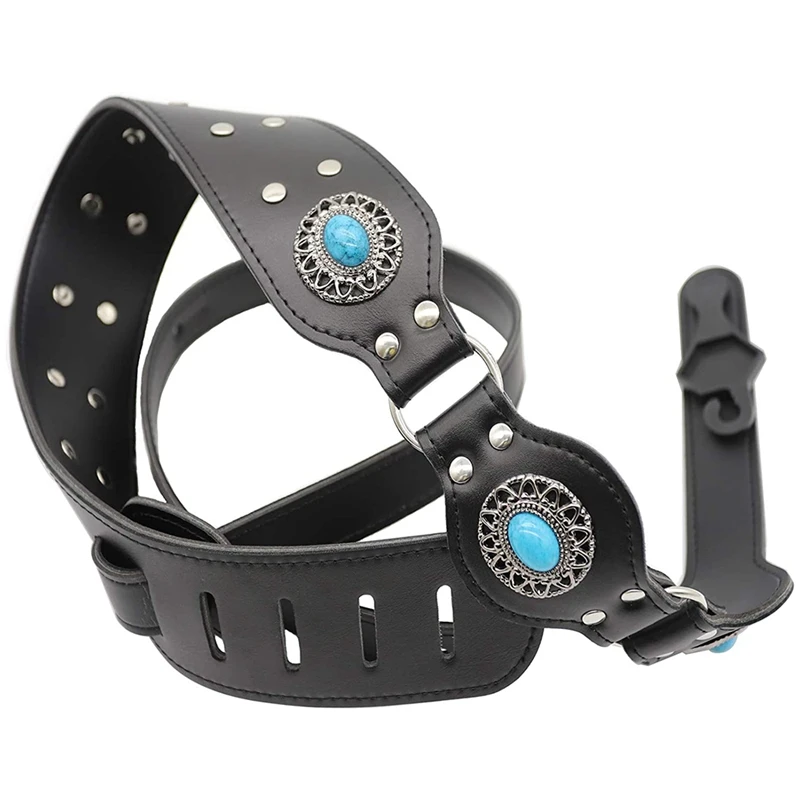 

Guitar Strap, Imitation Antique Jewelry Inlaid, Adjustable Length, Suitable for Acoustic/Classical Guitar Strap