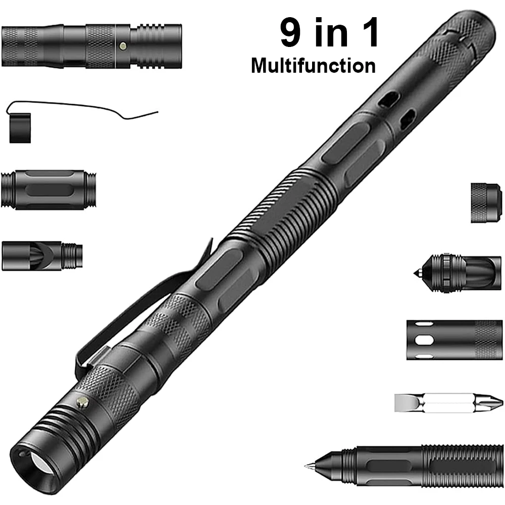 

Multifunctional Tactical Pen Flashlight Light for Self-Defense, Broken Window Cone, EDC Outdoor Survival Camping Survival Pen