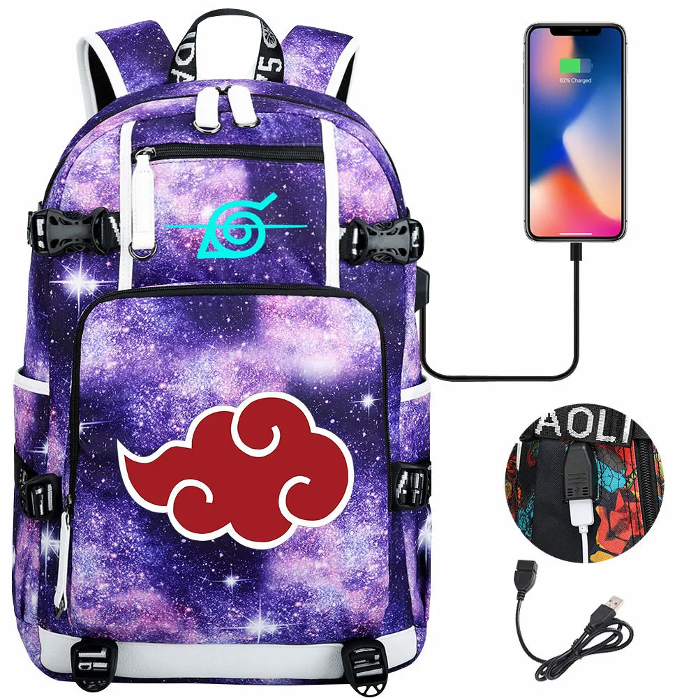 Anime Narutoes Uzumaki Red Cloud Backpack Schoolbag Travel Notebook Laptop Bags for Kids Students | Багаж и сумки