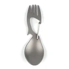 Многофункциональная открывалка для бутылок Spork из титана, с ложкой, вилкой и карабином, для отдыха на открытом воздухе, кемпинга, пикника