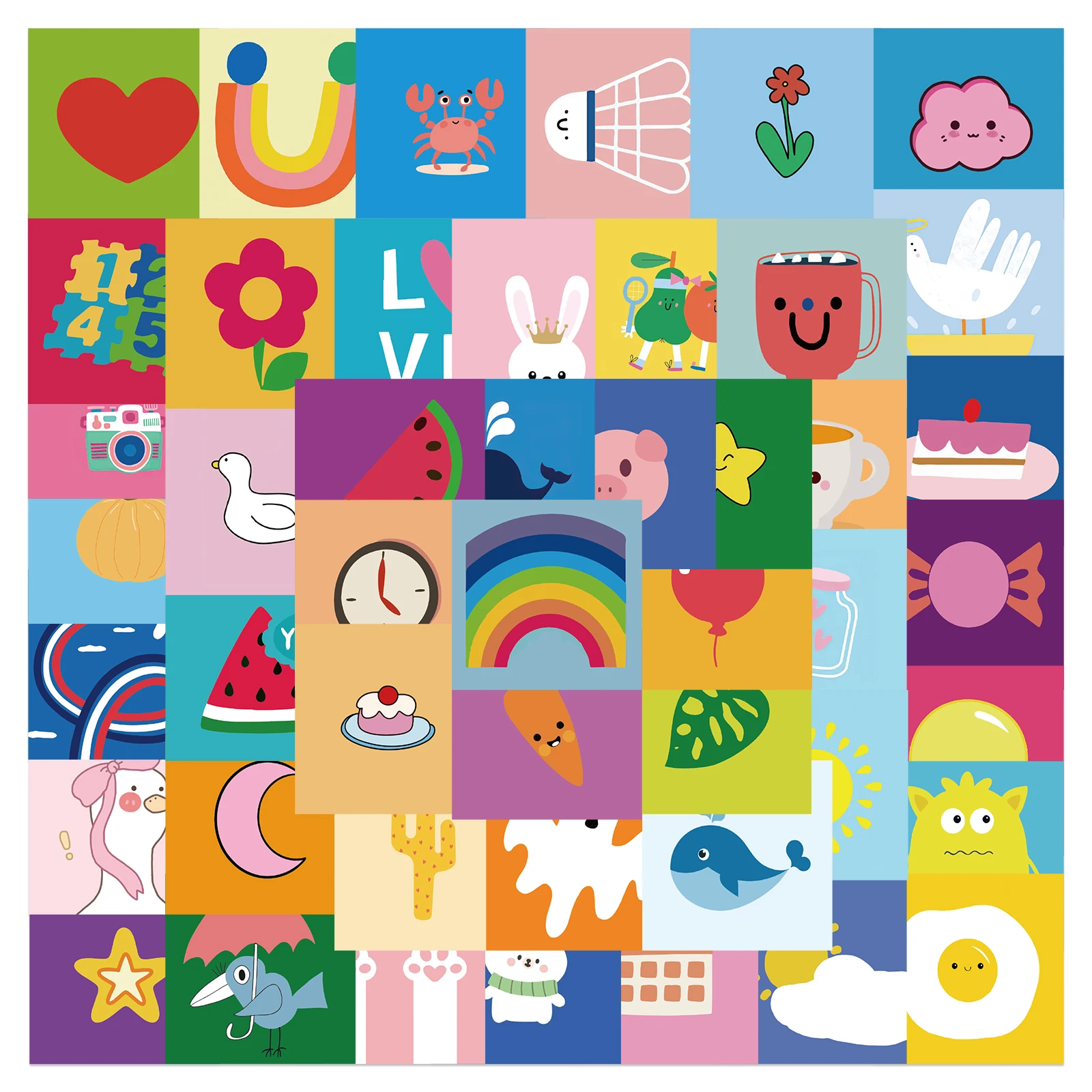 

10/30/50Pcs Cartoon Simple Pattern Stickers For Girls Laptop Graffiti Phone Suitcase Waterproof Decoration Kids Toy Decal