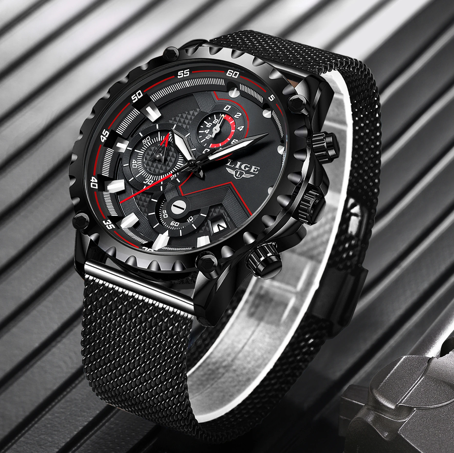 Часы наручные LIGE Мужские кварцевые модные повседневные светящиеся