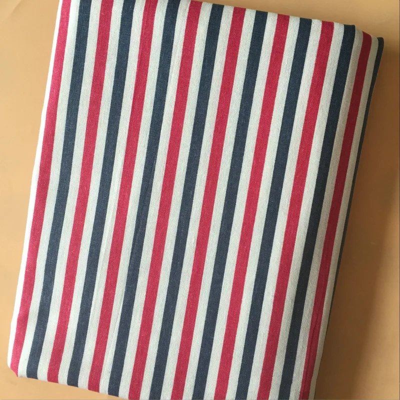 Льняная ткань с принтом в полоску сделай сам из хлопка и льна для шитья холст